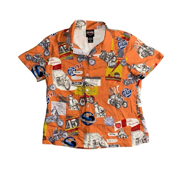 Harley Davidson Tori Richard Silk Button Up Shirt Women’s Size Medium Motorcycle - Picture 1 of 11